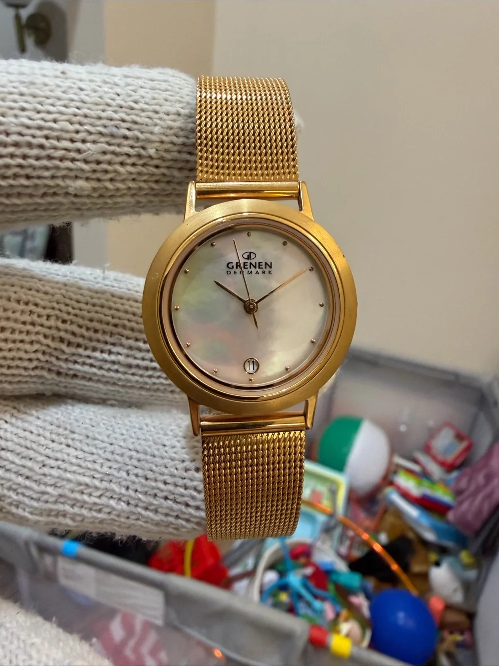 Grenen Denmark by Skagen Women’s Watch M-23SRRW Rose Gold Mesh Pearl NWOB